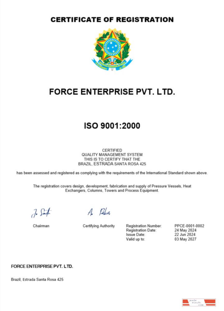 Brazil certificate of registration Word and PDF template